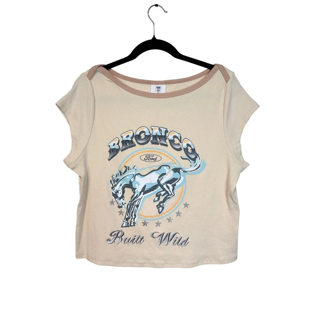 Grayson Threads Ford Bronco Graphic Tee XL Cream Ribbed‎ Built Wild Retro Shirt